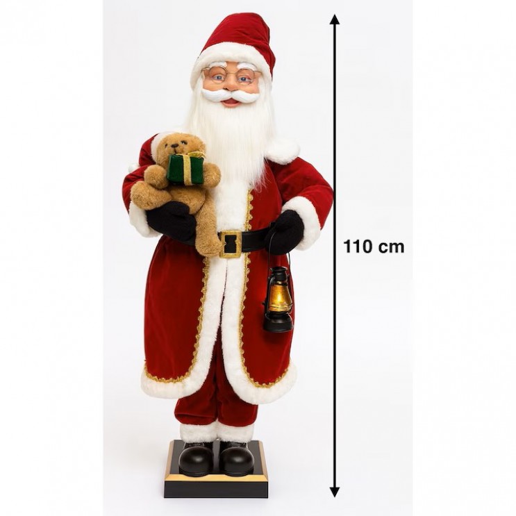 Figurina Mare MOS CRACIUN Premium, Haina din Catifea cu Senzor de miscare si muzica,Animat ,110 cm