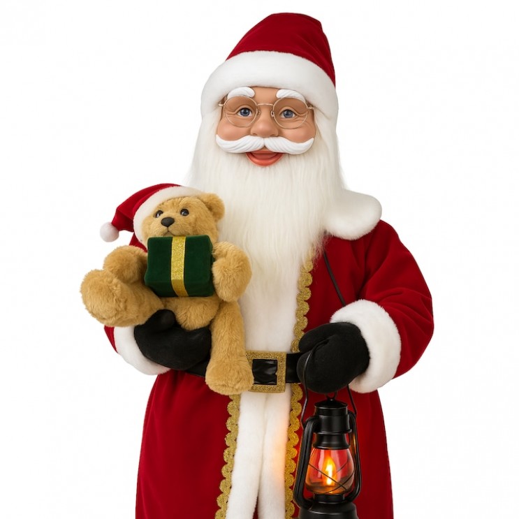 Figurina Mare MOS CRACIUN Premium, Haina din Catifea cu Senzor de miscare si muzica,Animat ,110 cm