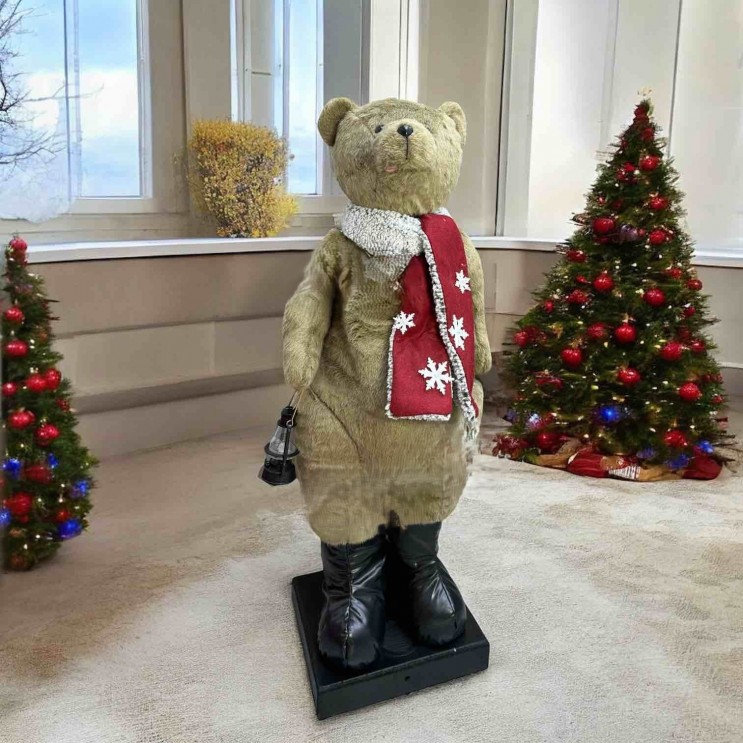 Figurina Mare Urs Premium, Haina din Catifea cu Senzor de miscare si muzica,Animat 110CM