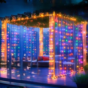 Instalatie Craciun Perdea,3m x 3m ,240 Led Flash,Bec Diamant,Multicolor