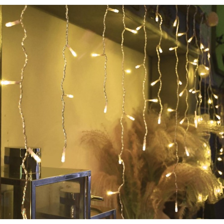 Instalatie Craciun tip perdea, dimensiuni 3m x 3m Alb Cald