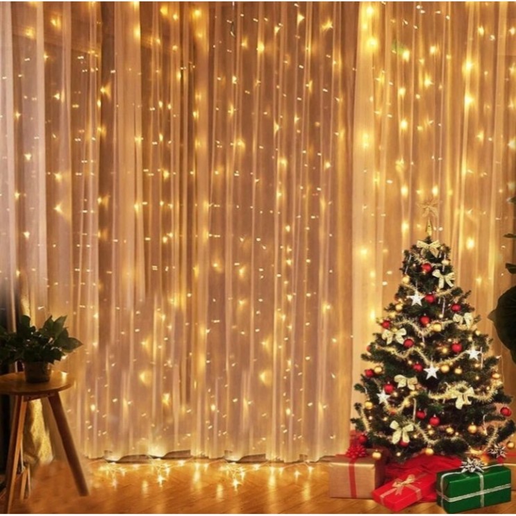 Instalatie Craciun tip perdea, dimensiuni 3m x 3m Alb Cald