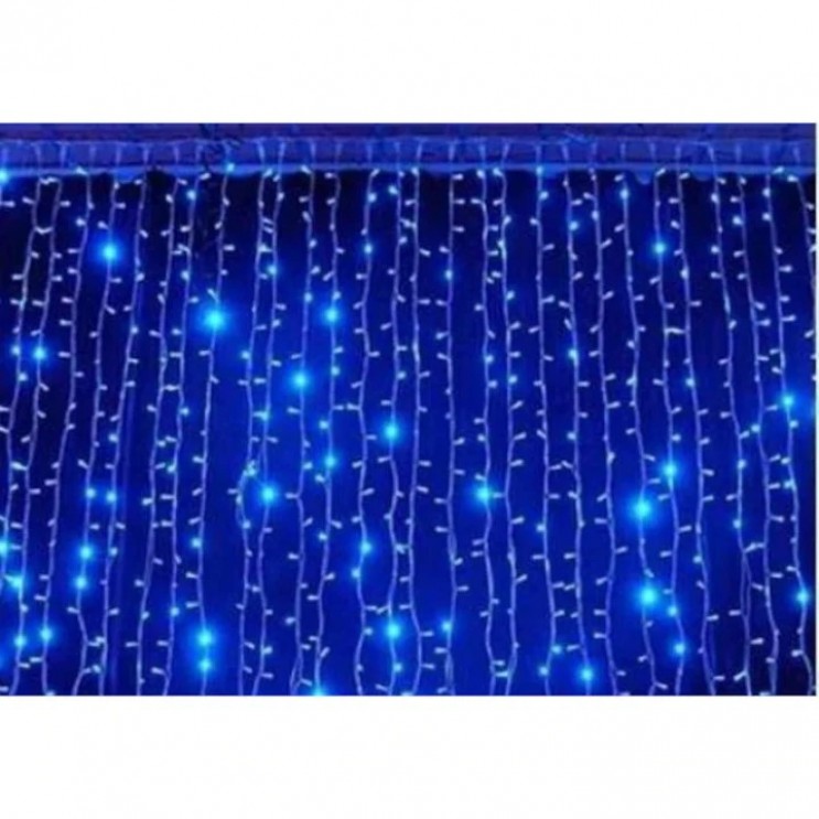 Instalatie Craciun Perdea,3m x 3m, 240 Led Flash,Bec Diamant,Albastru