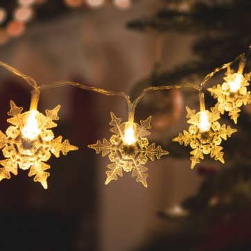 Set 2 Ghirlande luminoase Craciun Fulgi Nea ,40 Led-uri, 6 Metri, Alb Cald
