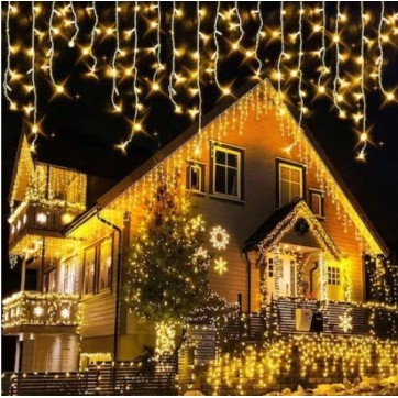 Instalatie LED, Turturi, 14 metri, Ploaie, Interconectabila, 8 Jocuri Lumini, Alb cald