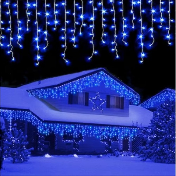 Instalatie Turturi cu FLASH, Interconectabila, 15 Metri, 300 leduri,Albastru