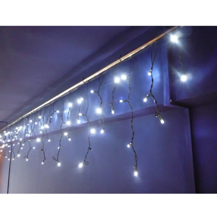 Instalatie Craciun Turturi Cu Flash Premium,Bec Diamant V8, 13.5m, 300 Led-uri, Rezistent Apa,Exterior/Interior, Interconectabila, Fir Verde Gros , Albastru