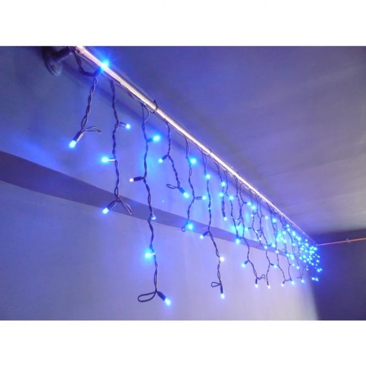 Instalatie Craciun Turturi Cu Flash Premium,Bec Diamant V8, 13.5m, 300 Led-uri, Rezistent Apa,Exterior/Interior, Interconectabila, Fir Verde Gros , Albastru