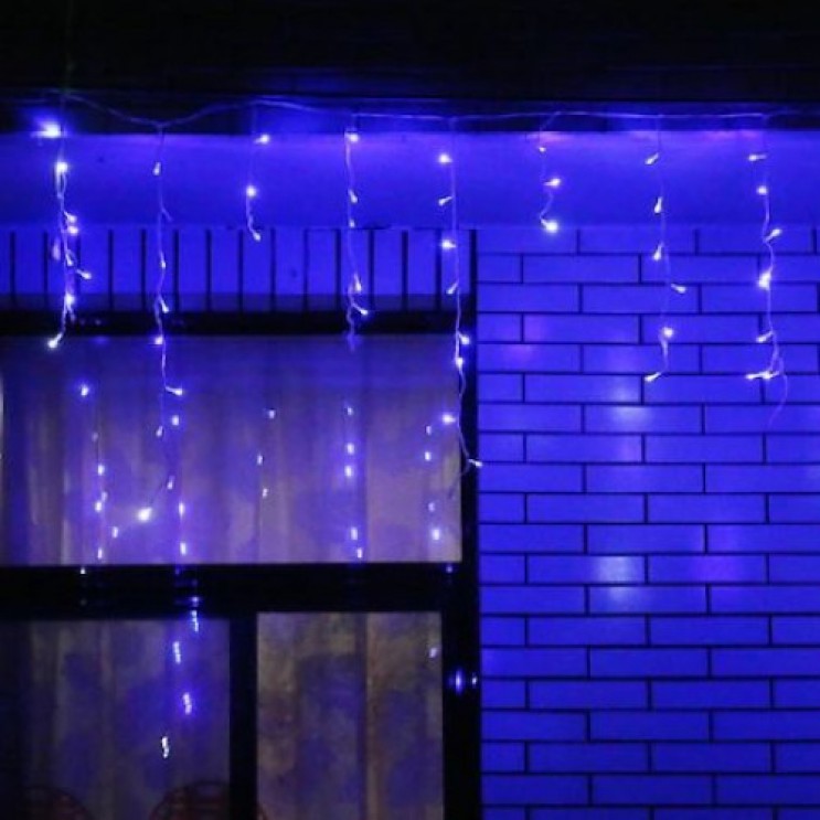 Instalatie LED ploaie 4 metri Turturi, Interconectabila,8 Jocuri de Lumini,Albastru