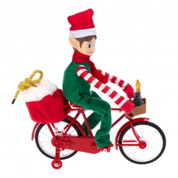 Spiridus Muzical de Craciun pe bicicleta,Animat,Luminos,Premium