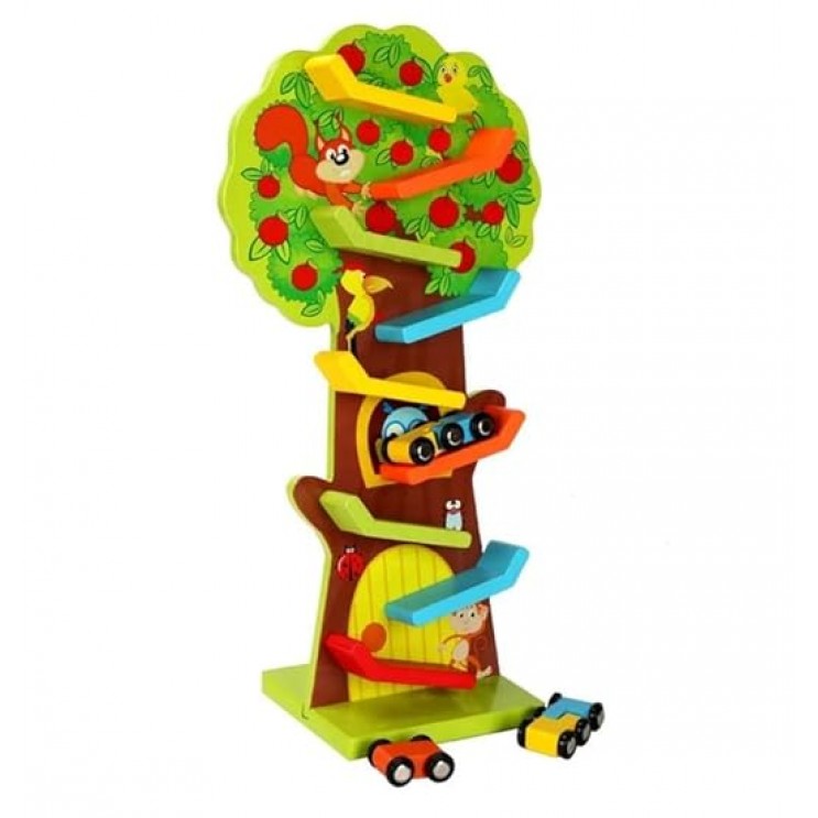 Jucarie educativa Montessori lemn ,cu 9 etaje Copacul Squirrel Taxiway