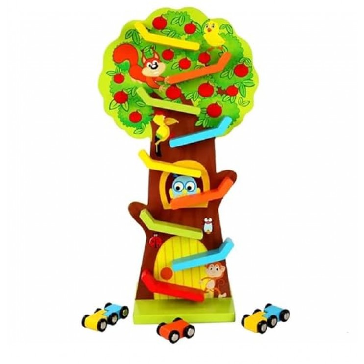 Jucarie educativa Montessori lemn ,cu 9 etaje Copacul Squirrel Taxiway