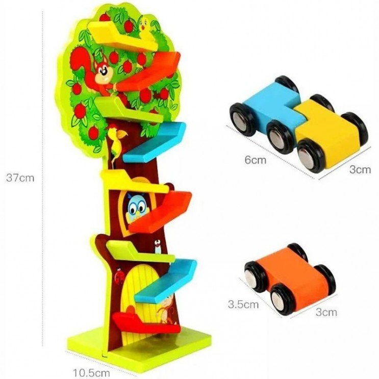 Jucarie educativa Montessori lemn ,cu 9 etaje Copacul Squirrel Taxiway