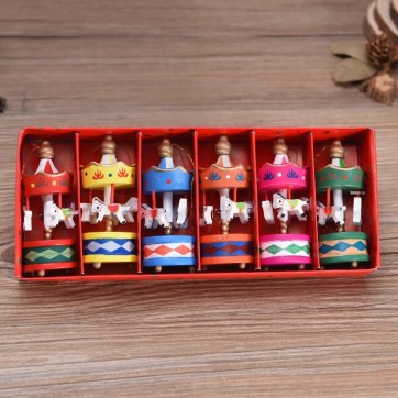 Set 6 Carusele Decoratiune Lemn 