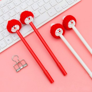 Pix cu gel Haios de Craciun Om de Zapada cu caciula de Mos, 18 cm,Set 4 bucati,Rosu si alb,cerneala neagra