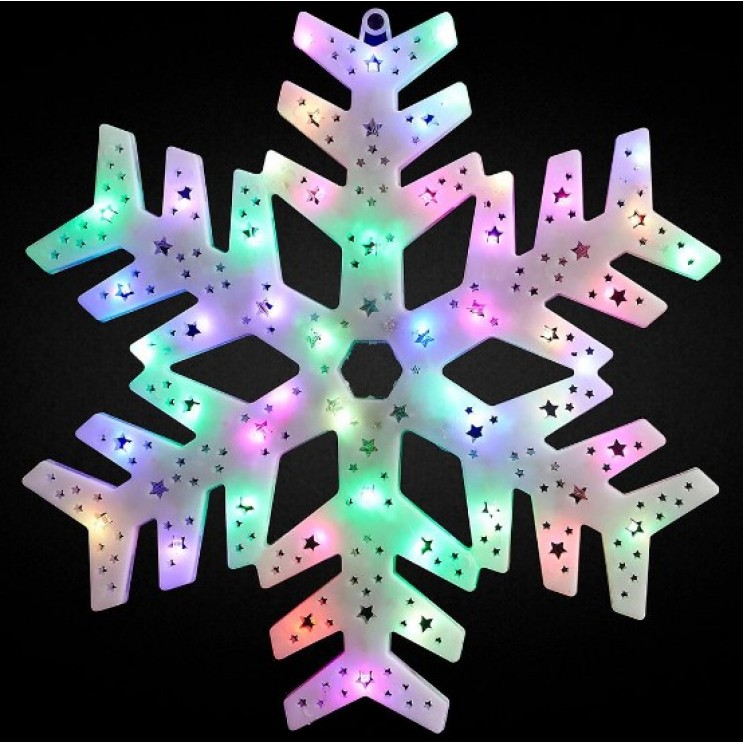 Figurina luminoasa geam Craciun 50 led, multicolor,Fulg De Nea