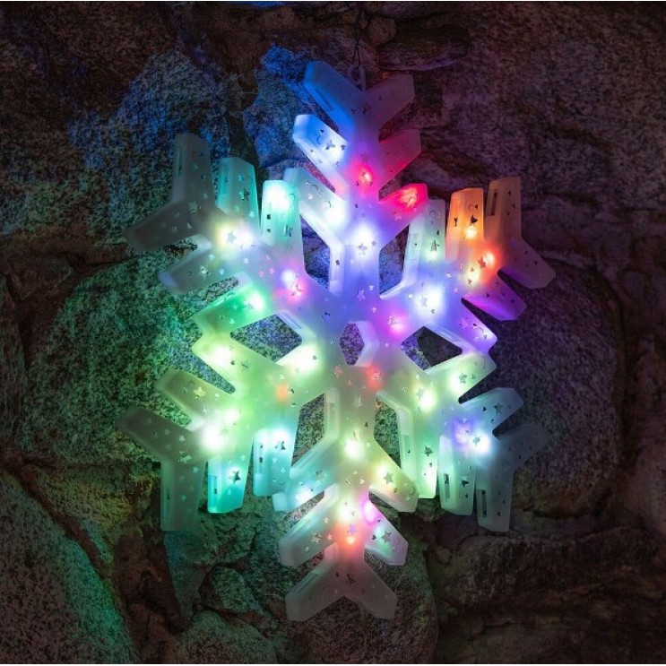 Figurina luminoasa geam Craciun 50 led, multicolor,Fulg De Nea